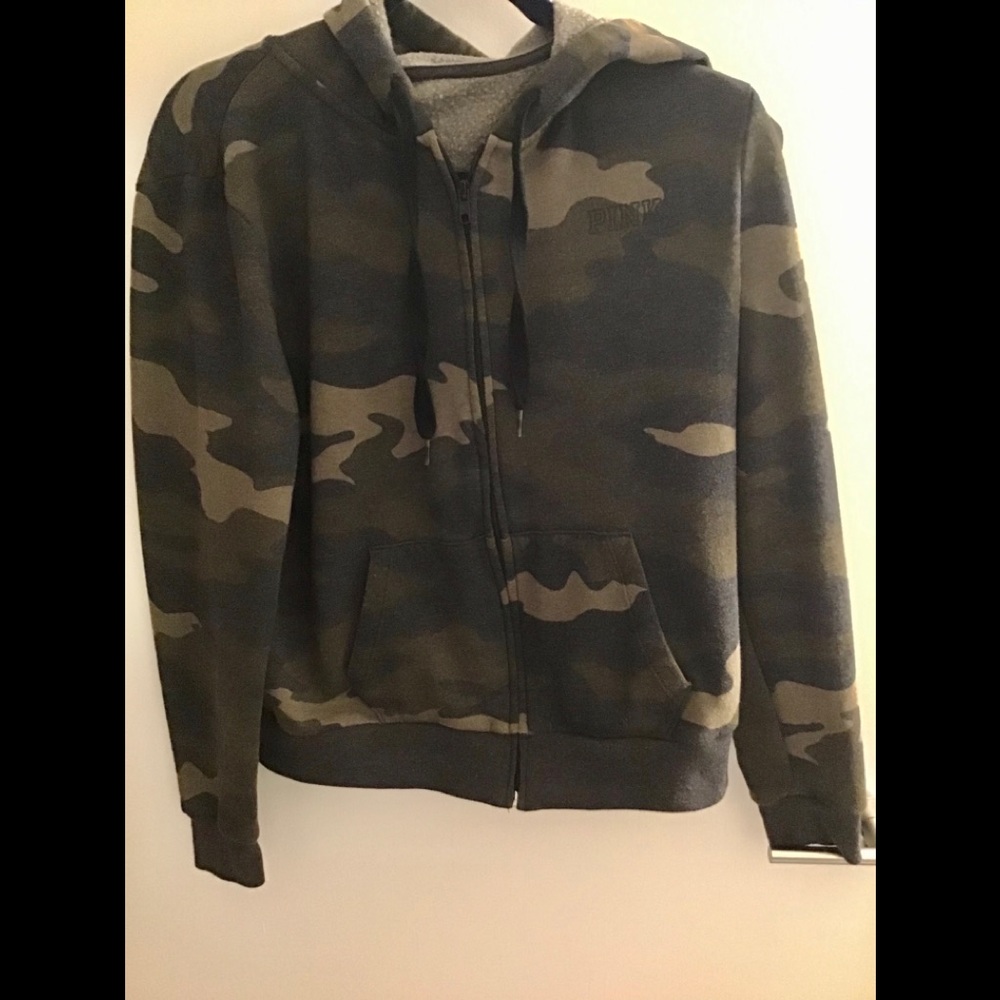 Victoria’s Secret PINK Camo Full Zip Hoodie Jacket Size Medium